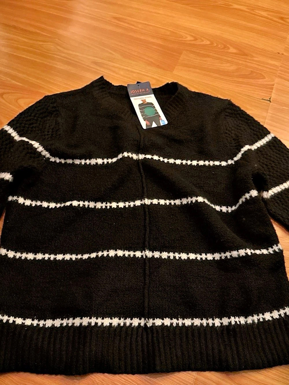 Joseph A Textured Stripe Sweater Black & White XL NWT